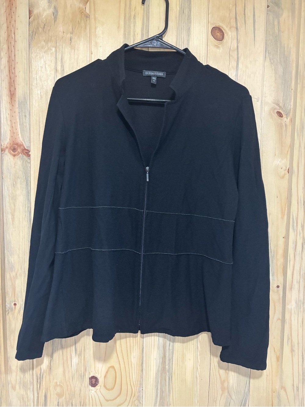 Eileen Fisher Black Zip-Front Lightweight Jacket